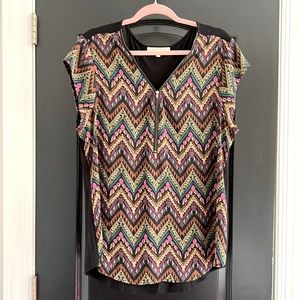 Daniel Rainn Tribal Print Blouse with Zipper XL
